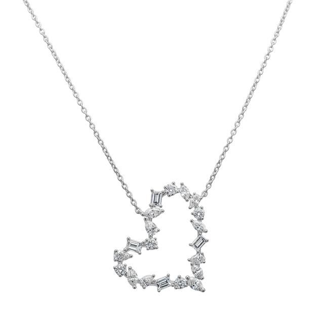 Mixed Shape Diamond Heart Pendant Necklace
