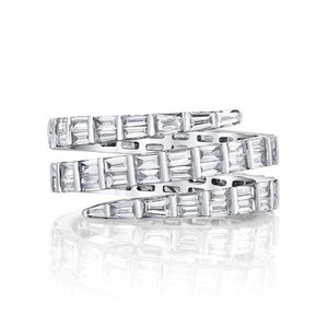 Open image in slideshow, Baguette Spiral Diamond Ring
