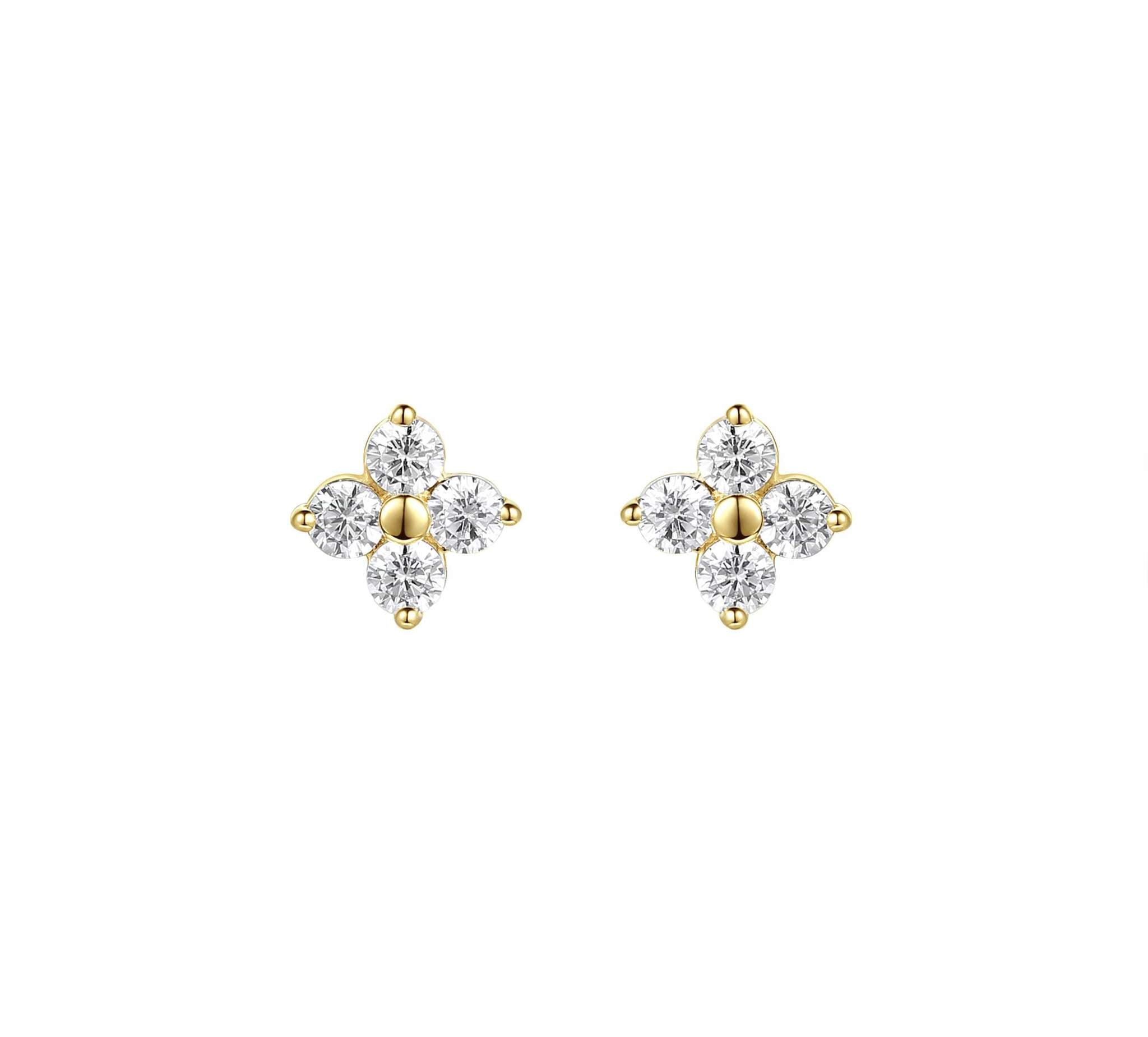 Diamond Flower Earrings
