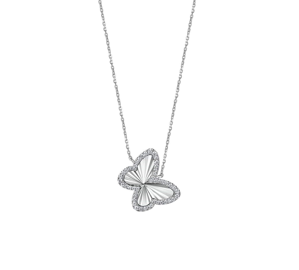 Diamond Guilloche Butterfly Necklace