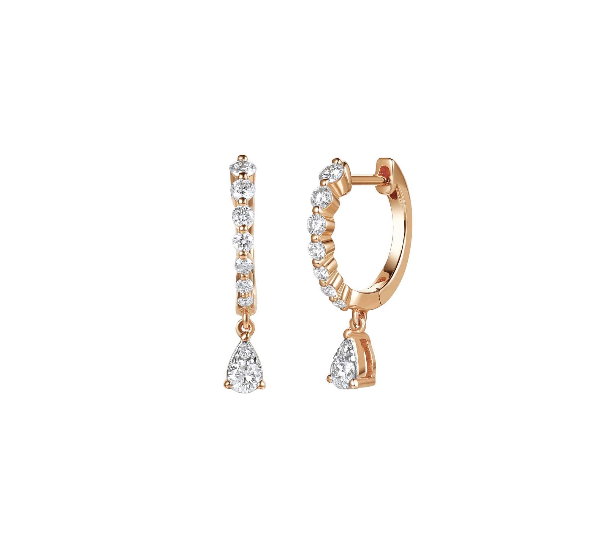 Diamond Huggies With Illusion Pear Drops