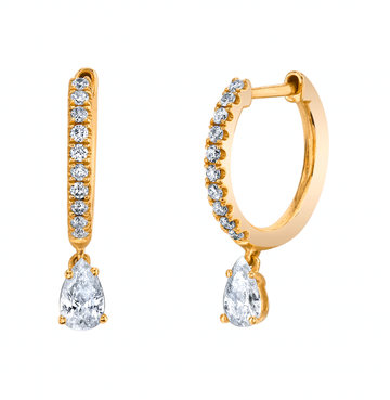 Diamond Huggies With Illusion Pear Drops