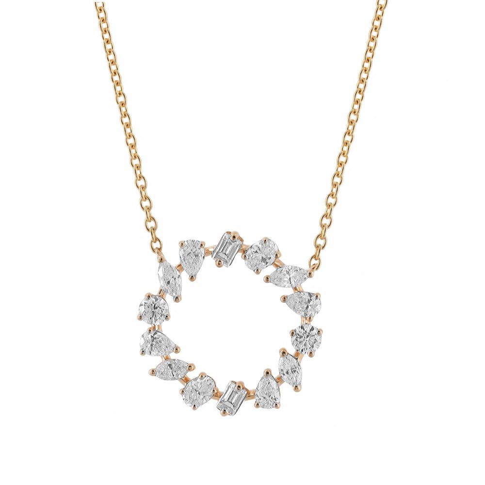 Mixed Shape Diamond Pendant Necklace