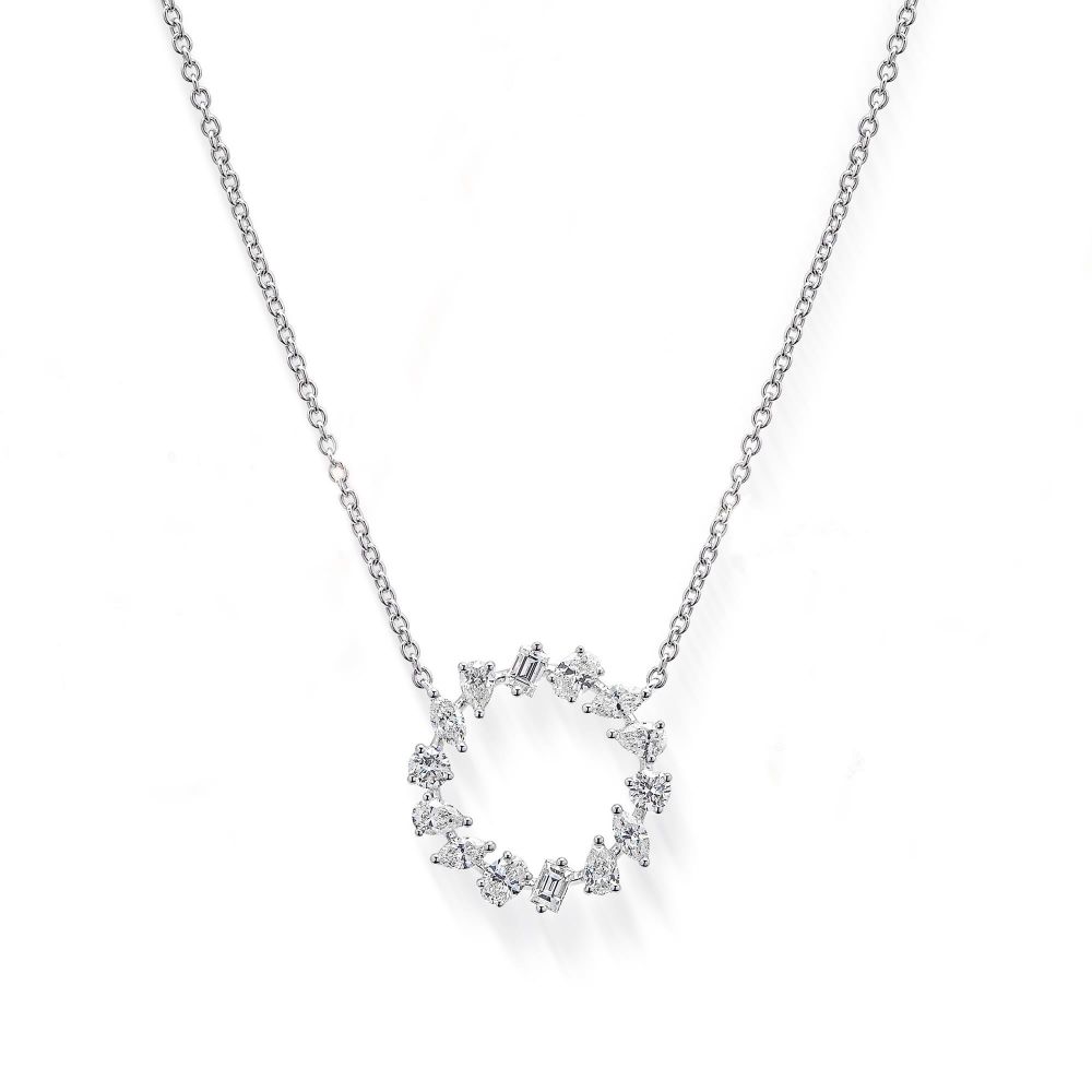 Mixed Shape Diamond Pendant Necklace