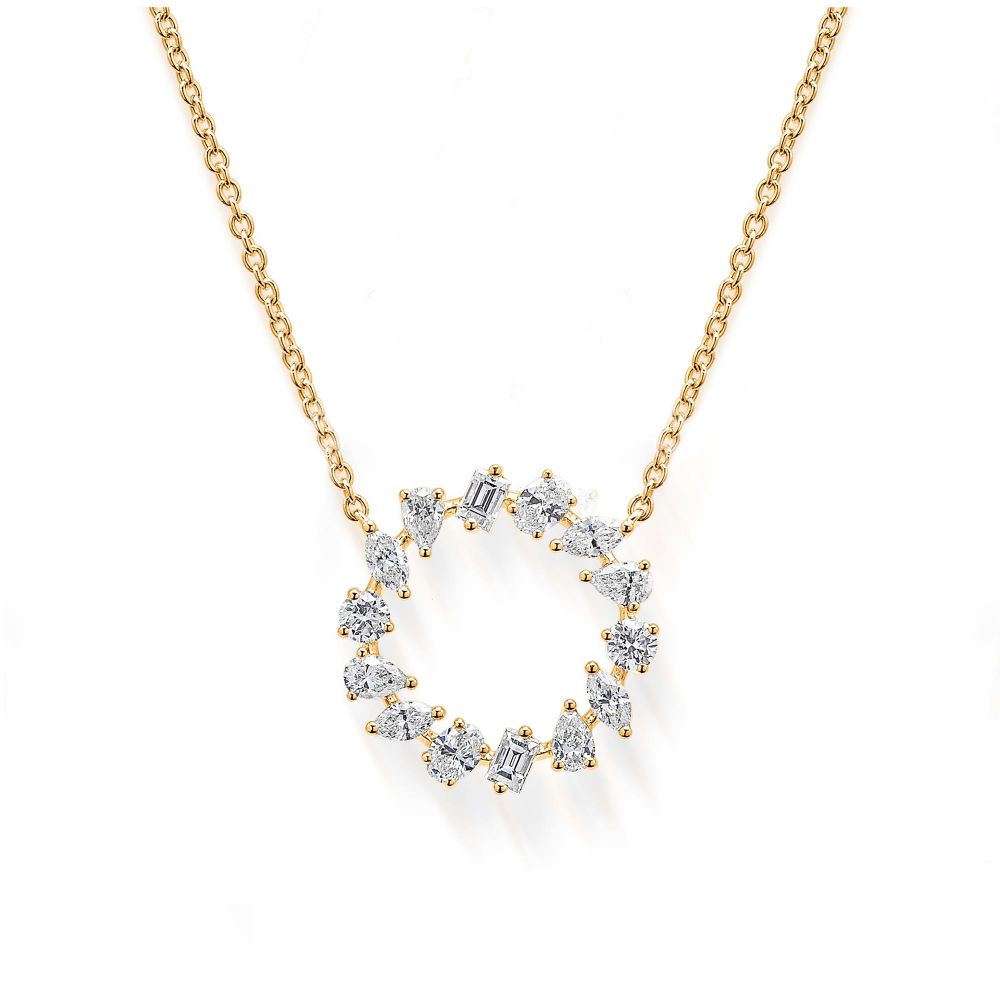 Mixed Shape Diamond Pendant Necklace